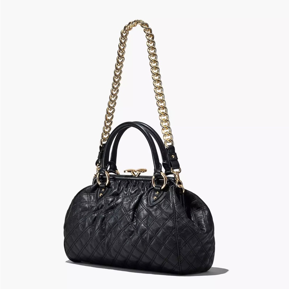 Marc Jacobs Stam Bag Black Quilted Leather Handbag with Gold Chain - Picture 5 of 13